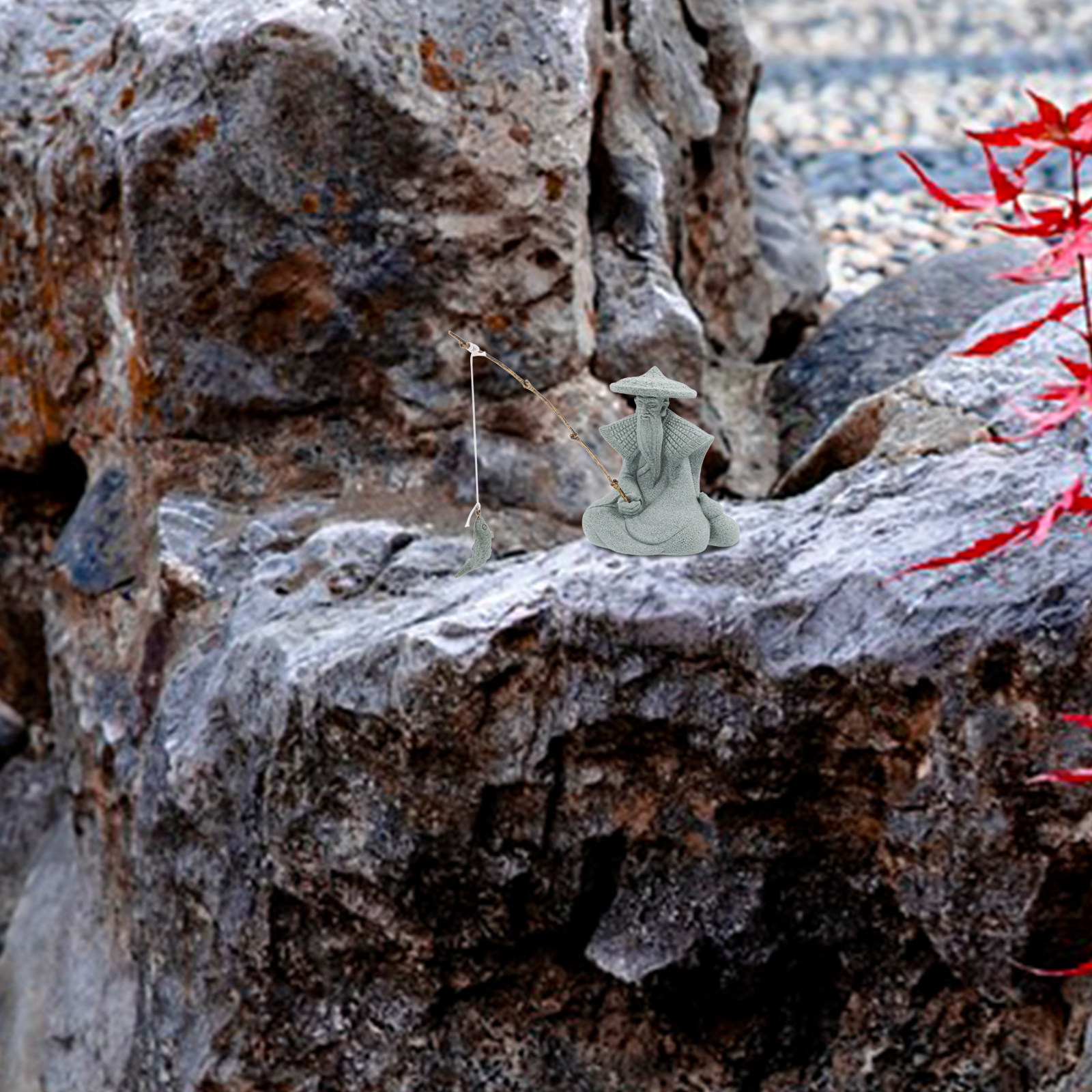Japanese Garden Bonsai - Mini Fisherman Statue Resin Garden Outdoor