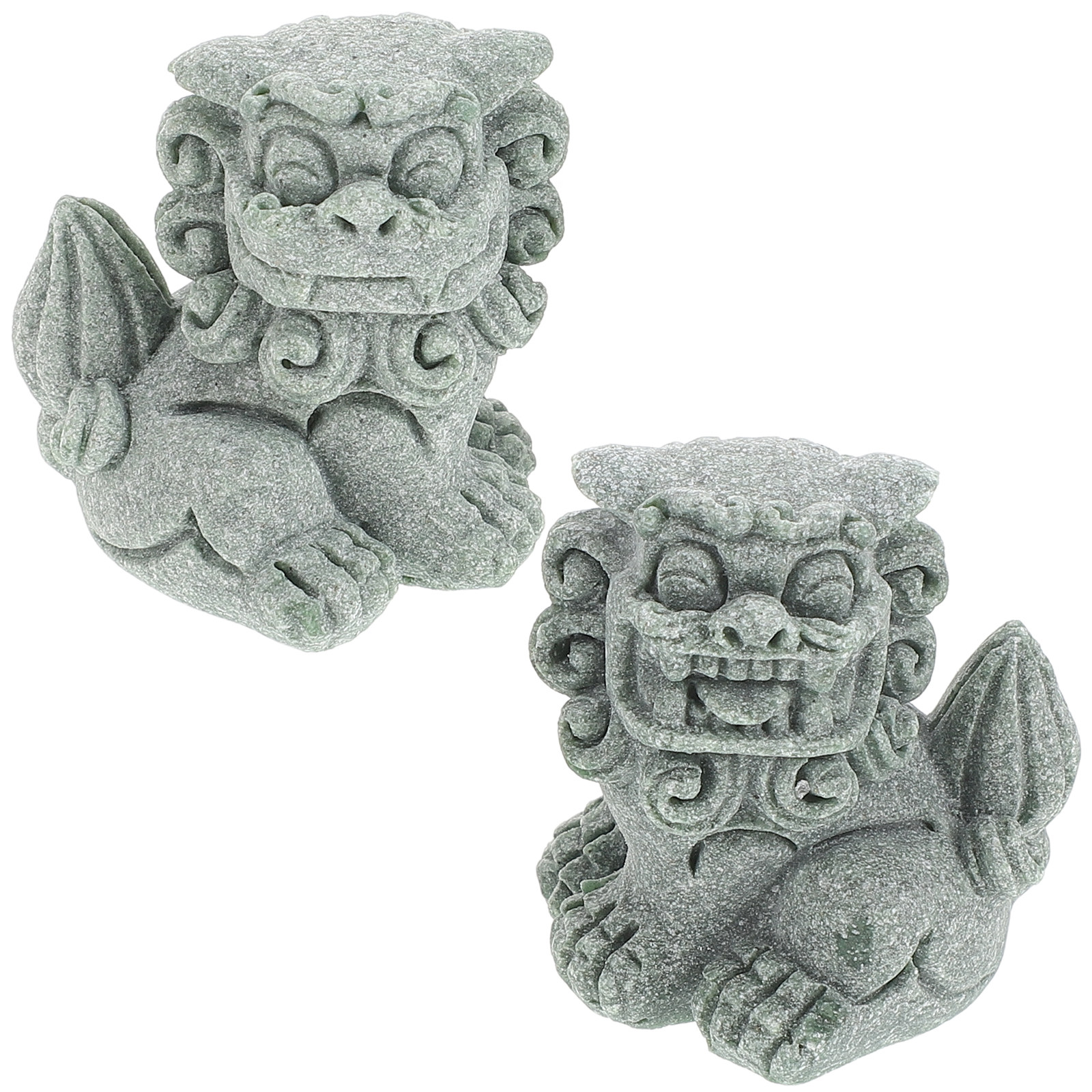 Bonsai Garden Entrance - 1Pair Chinese Lion Ornaments Handmade Stone