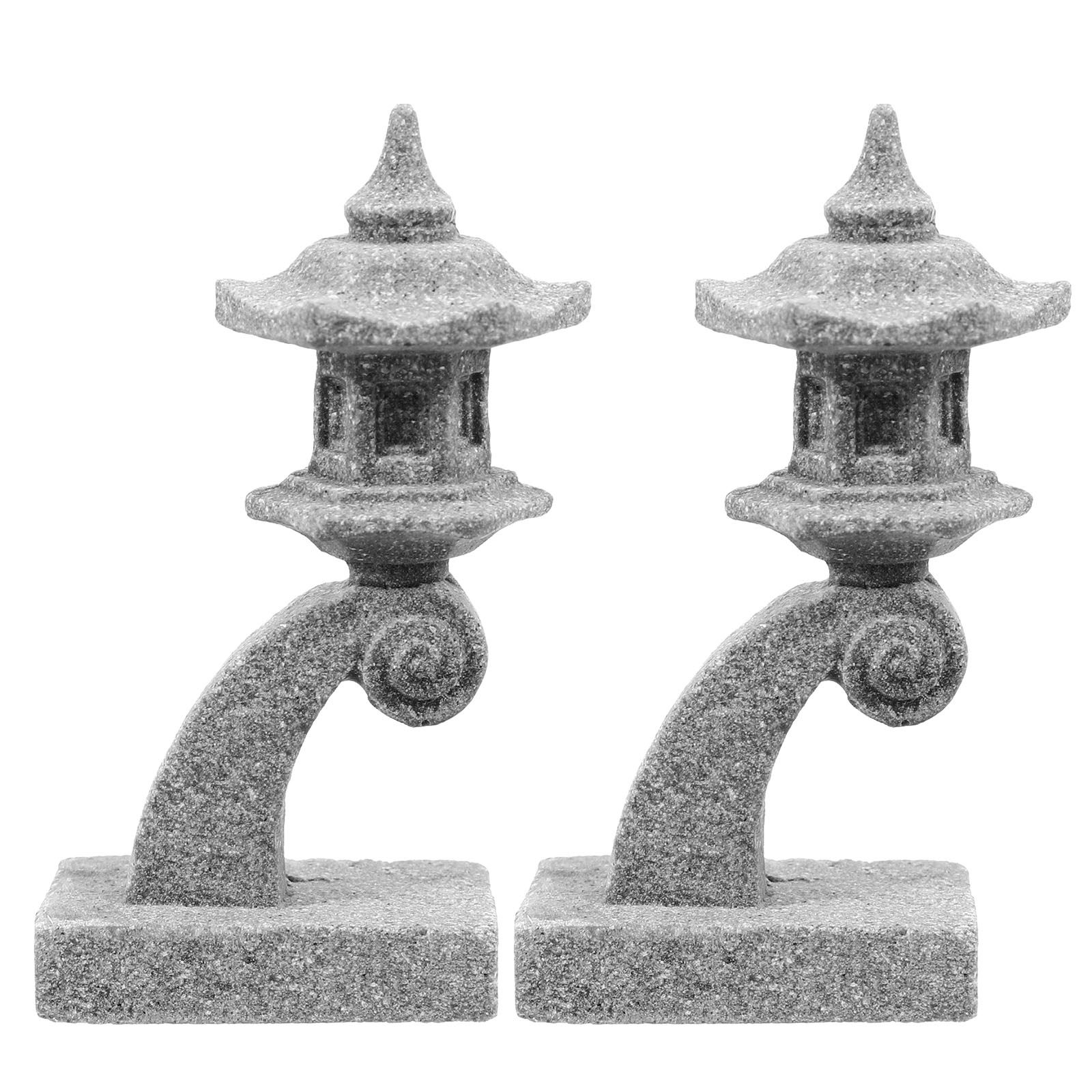 Japanese Garden Bonsai - 2Pcs Japanese Style Stone Lantern Resin