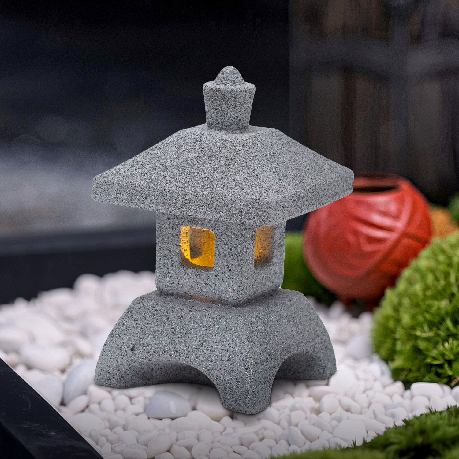 Bonsai Garden In Japan - Japanese Lantern Pagoda Statues LED Lights