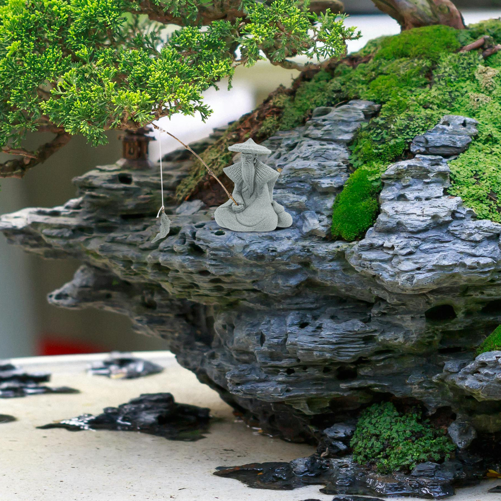 Mini Fisherman Statue Resin Ga - Japanese Garden Bonsai avis et prix