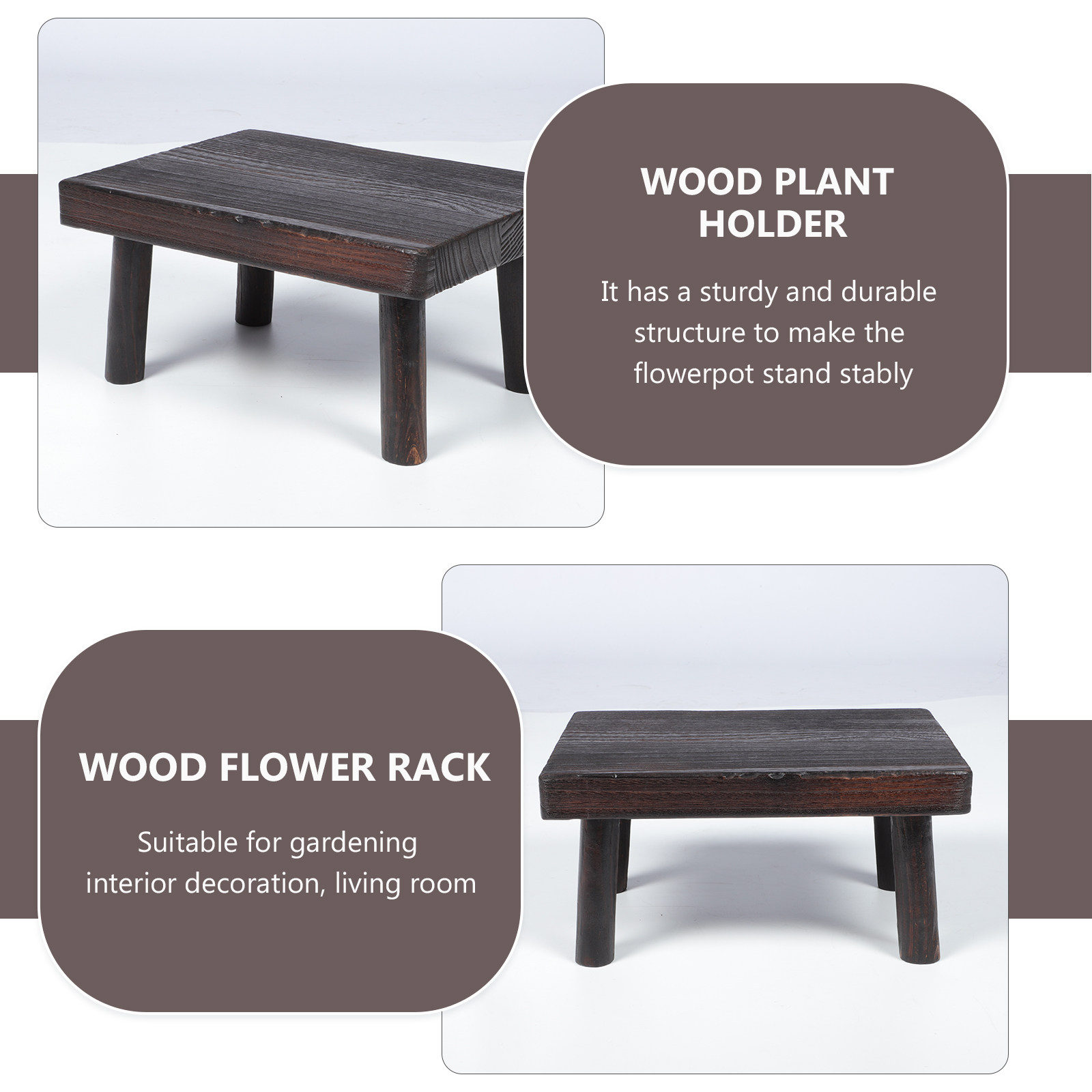 Wooden Flower Pot Stand Low St - Bonsai Garden Entrance avis et prix